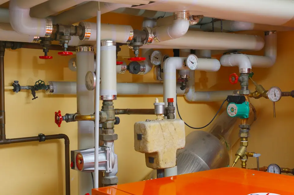 Exposed water supply pipes and shut-off valves