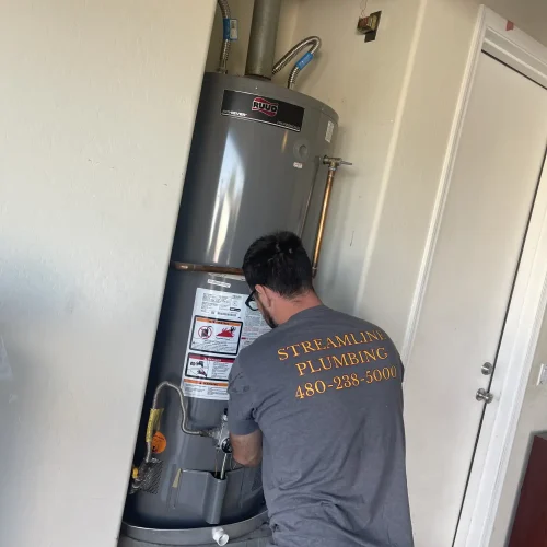 New energy-efficient water heater installed in a home, providing reliable hot water.