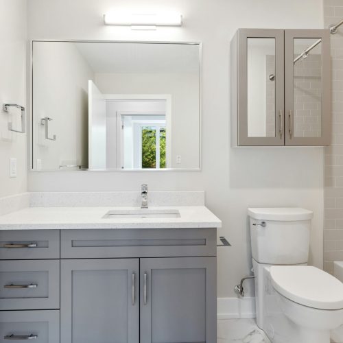 Clean and functional bathroom with new plumbing by expert plumber in Gilbert, Arizona.
